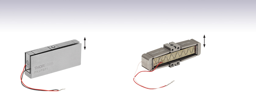 移動量増幅機構付きピエゾアクチュエーター、移動量220 µm～2500 µm