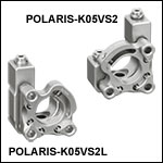 Polaris®キネマティックミラーマウント、Ø12.7 mm(Ø1/2インチ)光学素子用、上部2アジャスタ、モノリシックフレクシャーアーム保持タイプ