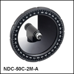 円形可変型NDフィルタ、マウント付き、ARコーティング付き：350～700 nm