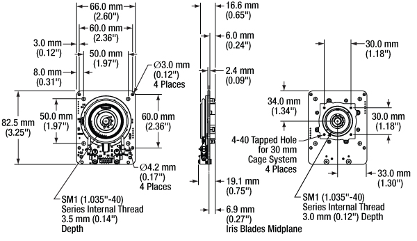 Mechanical Drawings of the Elliptec<sup>®</sup> Rotation Mount