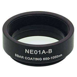 NE01A-B - Ø25 mm Absorptive Neutral Density Filter, ARC: 650-1050 nm, SM1-Threaded Mount, OD: 0.1