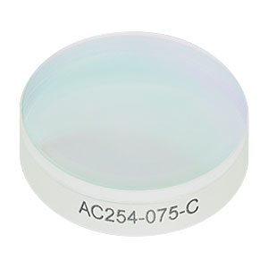 AC254-075-C - f = 75.0 mm, Ø1in Achromatic Doublet, ARC: 1050 - 1700 nm