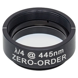 WPQ10M-445 - Ø1in Zero-Order Quarter-Wave Plate, SM1-Threaded Mount, 445 nm