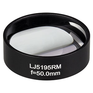 LJ5195RM - Ø1in Mounted Plano-Convex CaF₂ Cylindrical Lens, f = 50.0 mm, Uncoated
