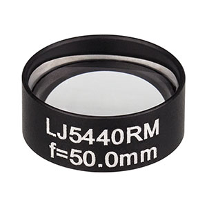 LJ5440RM - Ø1/2in Mounted Plano-Convex CaF₂ Cylindrical Lens, f = 50.0 mm, Uncoated