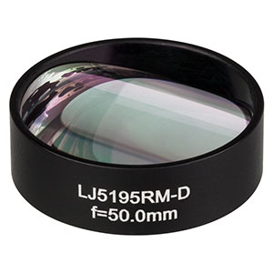 LJ5195RM-D - Ø1in Mounted Plano-Convex CaF₂ Cylindrical Lens, f = 50.0 mm, ARC: 1.65 - 3.0 µm