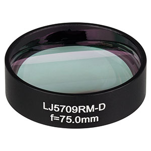 LJ5709RM-D - Ø1in Mounted Plano-Convex CaF₂ Cylindrical Lens, f = 75.0 mm, ARC: 1.65 - 3.0 µm