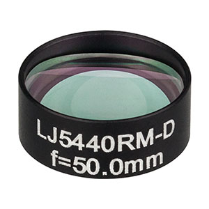 LJ5440RM-D - Ø1/2in Mounted Plano-Convex CaF₂ Cylindrical Lens, f = 50.0 mm, ARC: 1.65 - 3.0 µm