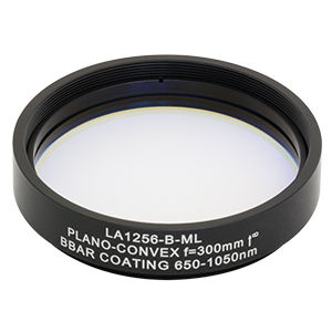 LA1256-B-ML - Ø2in N-BK7 Plano-Convex Lens, SM2-Threaded Mount, f = 300 mm, ARC: 650-1050 nm