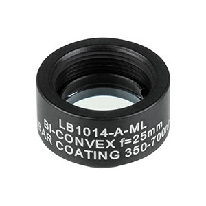 LB1014-A-ML - Mounted N-BK7 Bi-Convex Lens, Ø1/2in, f = 25.0 mm, ARC: 350 - 700 nm