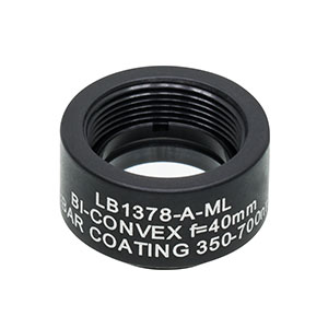 LB1378-A-ML - Mounted N-BK7 Bi-Convex Lens, Ø1/2in, f = 40.0 mm, ARC: 350 - 700 nm