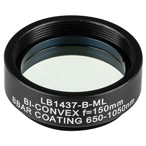 LB1437-B-ML - Mounted N-BK7 Bi-Convex Lens, Ø1in, f = 150.0 mm, ARC: 650 - 1050 nm