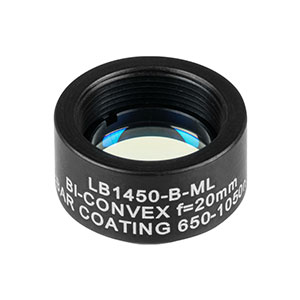 LB1450-B-ML - Mounted N-BK7 Bi-Convex Lens, Ø1/2in, f = 20.0 mm, ARC: 650 - 1050 nm