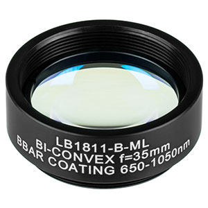 LB1811-B-ML - Mounted N-BK7 Bi-Convex Lens, Ø1in, f = 35.0 mm, ARC: 650 - 1050 nm