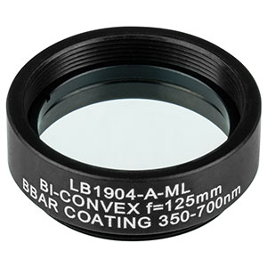 LB1904-A-ML - Mounted N-BK7 Bi-Convex Lens, Ø1in, f = 125.0 mm, ARC: 350 - 700 nm