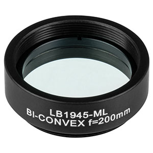 LB1945-B-ML - Mounted N-BK7 Bi-Convex Lens, Ø1in, f = 200.0 mm, ARC: 650 - 1050 nm