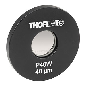 P40W - Ø25.4 mm(Ø1インチ)マウント付きピンホール、ピンホール径40 ± 3 µm、タングステン製