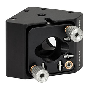 KCB05C - 直角キネマティックミラーマウント、ネジ切りなしケージロッド取付け穴付き、16 mmケージシステム＆SM05対応、#4-40＆#8-32取付け穴(インチ規格)
