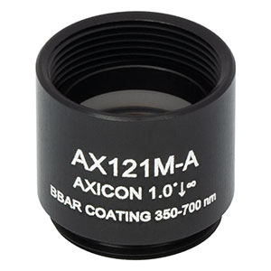 AX121M-A - 1.0°, 350 - 700 nm AR Coated UVFS, Ø1/2in (Ø12.7 mm) Axicon, SM05-Threaded Mount