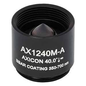AX1240M-A - 40.0°, 350 - 700 nm AR Coated UVFS, Ø1/2in (Ø12.7 mm) Axicon, SM05-Threaded Mount