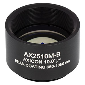 AX2510M-B - 10.0°, 650 - 1050 nm AR Coated UVFS, Ø1in (Ø25.4 mm) Axicon, SM1-Threaded Mount