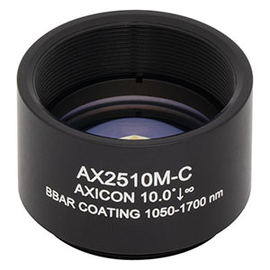 AX2510M-C - 10.0°, 1050 - 1700 nm AR Coated UVFS, Ø1in (Ø25.4 mm) Axicon, SM1-Threaded Mount