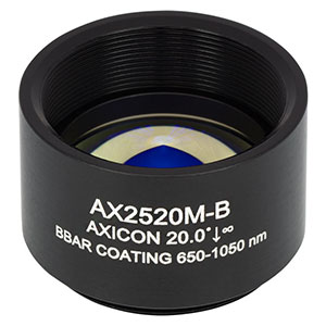AX2520M-B - 20.0°, 650 - 1050 nm AR Coated UVFS, Ø1in (Ø25.4 mm) Axicon, SM1-Threaded Mount