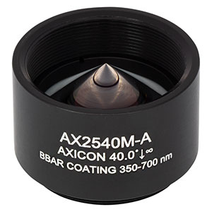 AX2540M-A - 40.0°, 350 - 700 nm AR Coated UVFS, Ø1in (Ø25.4 mm) Axicon, SM1-Threaded Mount