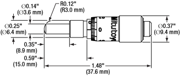 Quarter Inch Micrometer with Spherical Tip Drawing