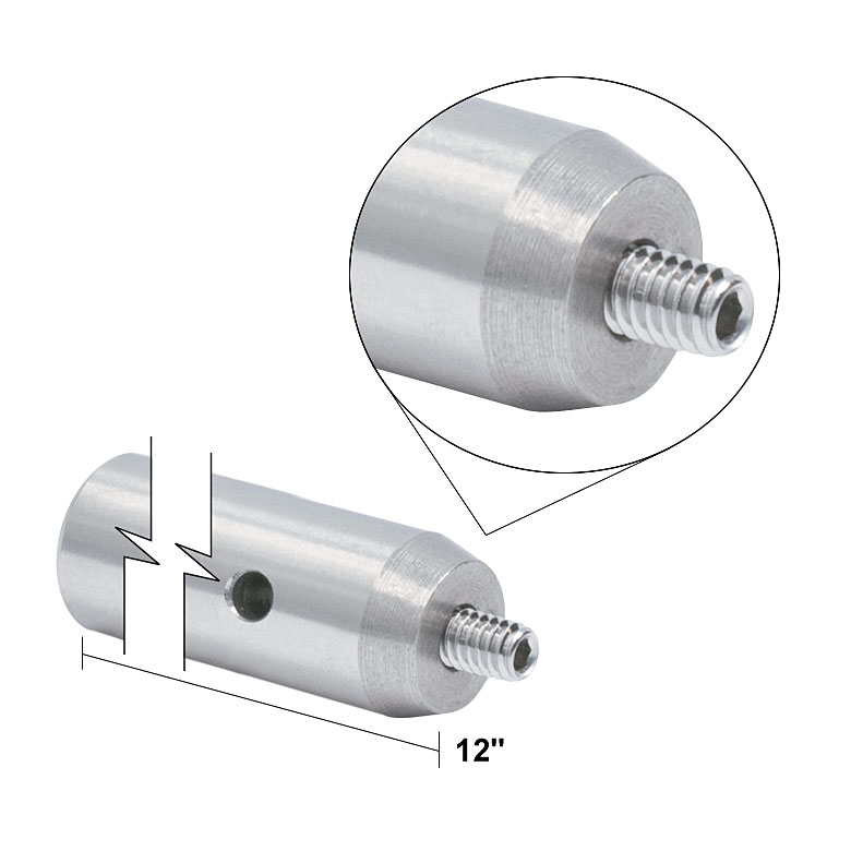 TR12 Ø1/2インチポスト、#8-32ネジ、1/4”-20タップ穴付き、長さ12